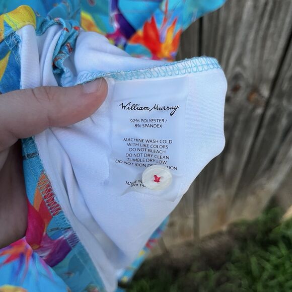 William Murray Birds Of A Feather Men’s Medium Golf Polo Blue Tropical Exotic - Picture 8 of 11